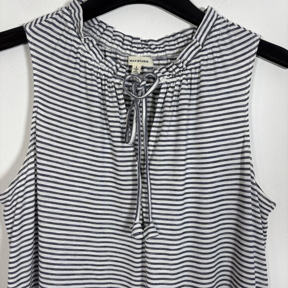 Max Studio Tiered Sleeveless Striped Dress Large Sundress A Line Fit & Flare - Picture 4 of 6